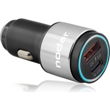 Renas Store Araç Şarj Adaptörü USB + Type-C Pd Qc 3.0 45W Metal - Siyah ND1076