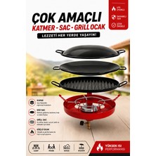 Alıç Çok Amaçlı Ocak Katmer Sacı Grill Sacı ve Lpg Uyumlu Piknik Ocağı Seti – Kapaklı Çok Amaçlı Kamp, Piknik ve Balkon Pişirme Ocağı