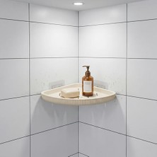 Bg Store Yapıştırmalı Banyo Köşeliği, Istiridye Modeli, Bej, Drenaj Delikli, Delme Gerektirmez