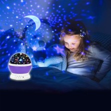 Bg Store Star Master Masa Lambası, Gökyüzü Projeksiyon Gece Lambası, Yıldızlı Gece Lambası, Dekoratif ve Şık Tasarım (Mor)