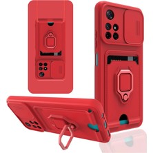 Magicool Xiaomi Redmi Note 11T Kılıf Zuma Kartvizitli Yüzüklü Silikon - Kırmızı
