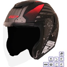 Gp Kompozit MKS009-GWR Şeffaf Vizörlü Motosiklet Yarım Kask