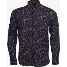 Erkek Mürdüm Desenli Slim Fit Gömlek