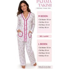 Lds Bijama Takımı 1 Adet Krem Üstü Pembe Desenli Hastane Bijaması Kaliteli Güzel Şık