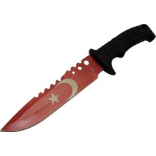 Renas Store Bora Ayyıldız MF011 Rd Kırmızı  Bıçağı 31CM - Testere Detaylı Bıçak, Kılıflı, Plastik Sap