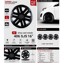 Drs Tuning Peugeot Uyumlu 16 Inc Kırılmaz Parlak Siyah Jant Kapağı 1 Takım 4 Adet NO:406