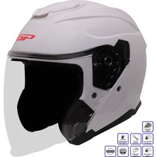 Gp Kompozit MKS009-W Şeffaf Vizörlü Motosiklet Yarım Kask