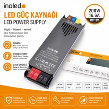 İnoled Inoled 1206 – 16,6A 200W 12V LED Güç Kaynağı  | Kısa Devre Korumalı Adaptör | Şerit LED Trafo | 220V Ac – 12V Dc Dönüştürücü | Yüksek Verimli, Güvenli, Uzun Ömürlü LED Trafo