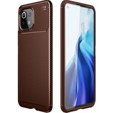 The Gencoo Xiaomi Mi 11 Lite Kılıf Auto Focus Karbon Kapak - Kahverengi