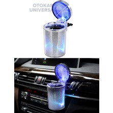 Otokap Universal Araç Içi Rgb Işıklı Küllük Renkli LED Işıklı Kapaklı Oto Küllüğü Araba Küllüğü Bardaklık Uyumlu Universal Tüm Araçlara Uyumlu