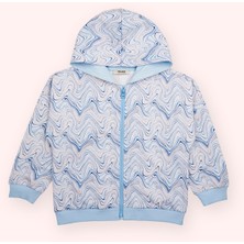Panço Kız Çocuk Fermuarlı Mavi Sweatshirt