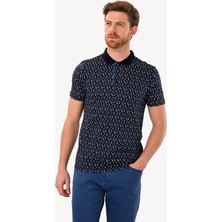Ysf Erkek Lacivert Polo Yaka Desenli Tshirt