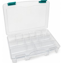 Badem10 Organizer Kutu 9''inç 12 Bölmeli Saklama Kutusu Hırdavat Takı Malzeme Düzenleyici Şeffaf Plastik