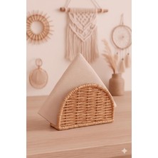 Nacario Duffa Boho El Yapımı Rattan Peçetelik - Masa Üstü ve Mutfak Için Doğal Hasır Peçete Tutucu, Bohem Ev Dekoru, Yarım Ay Tasarım Dikey Peçete Standı