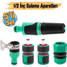 Badem10 5'li Set Yarım Parmak 1/2 Inç Hortum Ekleme Aparatı Sulama Başlık Sök Tak Musluk Çeşme Takma Adaptör