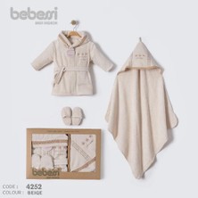 Bebessi %100 Pamuk Otantik Desenli Bornoz Set Bej BBS.4252.BEJ