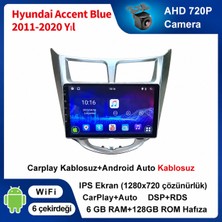 SBAID Hyundai Accent Blue 2011-2020 Yıl Uyumlu 6gb Ram 128GB Rom Hafıza Android Kablosuz Carplay Navigasyon Multimedya 9 Inç Ekran Hediye Görüş Kamerası Hediye Çerçevesi