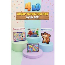Farbu Oyuncak Eğitici Öğterici ve Eğlenceli 4'lü Frame Yapboz Hikayeli Yapboz ve Bul-Tak Oyun Seti