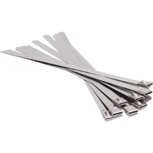 Mey İthalat BADEM10 Cırt Kelepçe Metal Paslanmaz Çelik Kablo Zip Bağı Çok Amaçlı Bağlama 4.6X360 10 Adet