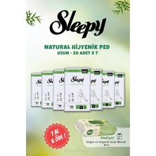 Mey İthalat Sleepy Natural Uzun 7 Al 6 Öde Ultra Hijyenik Ped 20 Adet ve Organik Islak Mendil 50 Li