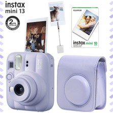 Fujifilm Instax Mini 13 Dreamy Purple Fotoğraf Makinesi Deri Çanta Kıskaç ve 10'lu Film Hediye Seti