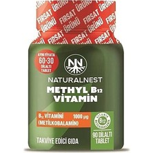 Naturalnest Methyl B12 Vitamin Takviye Edici Gıda 90 Dilaltı Tablet
