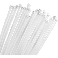 Mey İthalat Beyaz Plastik Kablo Bağı 4.8 x 380 mm (100 Adet), Dayanıklı Naylon Malzeme, Güçlü Tutuş, Iç ve Dış Mekan Kullanımına Uygun, Kablo Düzenleme ve Sabitleme Için Ideal Zip Tie Seti