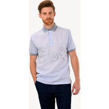Erkek Açık Mavi Polo Yaka Regular Fit Desenli Tshirt