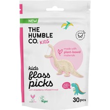 Mey İthalat The Humble Co. - Humble Corn Starch Floss Picks - Kids 30 Pcs Kürdanlı Diş Ipi 30 Pcs - Çocuklar Için Çilek Aromalı (Dinazor Şekilli), Bitki Bazlı Malzemelerden Yapılmış, Tekrar Kullanılabilir