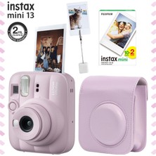 Fujifilm Instax Mini 13 Candy Pink Fotoğraf Makinesi Deri Çanta Kıskaç ve 20'li Film Hediye Seti