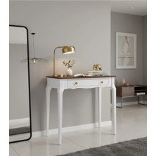 Roys Ahşap 110 cm Masif Konik Beyaz Ceviz Dresuar