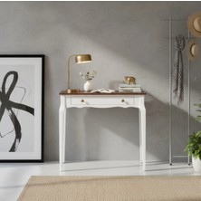 Roys Ahşap 120 cm Masif Konik Beyaz Ceviz Dresuar