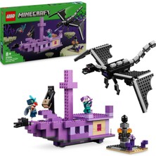 Mey İthalat LEGO Minecraft Ender Ejderhası ve End Gemisi 21264-8 Yaş ve Üzeri Macera Oyunları Seven Çocuklar Için Minecraft Video Oyununa Dayalı Yaratıcı Oyuncak Yapım Seti, Doğum Günü Hediyesi (657 Parça)