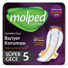 Mey İthalat Molped Supernight Hijyenik Ped Gece 5 Adet
