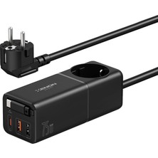 Mey İthalat Xenon Smart Masaüstü Priz Hızlı Şarj Istasyonu | 75W Gan 4000W Ac Dahili Usb-C Kablo 3 x USB Pd Pps X6412