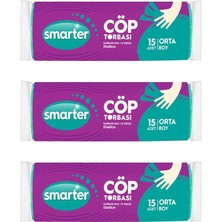 Mey İthalat Smarter 3 Lü Orta Boy Çöp Torbası Poşeti 55X60CM