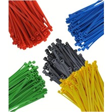 Mey İthalat Kavanozlu 200 Adet 5 Renk Elektrik Kablosu Kablo Bağı Klips Plastik Kelepçe Cırt Cırt Kelepçe 120 mm