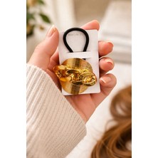 Bymiel Gold Zincir Detaylı Lastik Toka Kadın Saç Aksesuarı Şık Tasarım