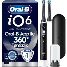 Mey İthalat Oral-B Io6 Siyah Şarjlı/elektrikli Diş Fırçası, 2 Fırça Başlığı, Uzun Ömürlü Pil, Premium Seyahat Kabı, Yedek Başlık Kabı