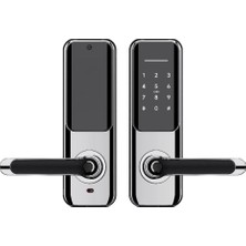 Mey İthalat Xenon Smart Akıllı Kapı Kilidi | Parmak Izli Şifreli Bluetooth Gateway Uyumlu Krom Gümüş X8051)