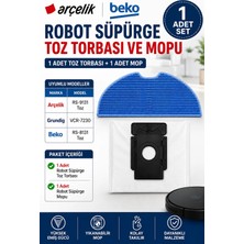 Öz Beyaz Eşya Arçelik RS-9131 Beko RS-8131 Robot Süpürge Toz Torbası ve Mop Seti ( 1 Mop+1 Toz Torbası) (O.yedek Parça)