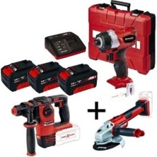 Mey İthalat Einhell Kit1 18V Li-Ion Akülü Matkap + Taşlama + Kırıcı Delici 3'lü Kömürsüz Makina Seti