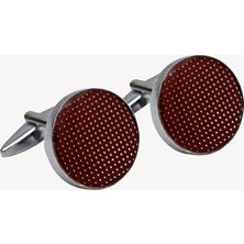Erkek Bordo Metal Desenli Oval Kol Düğmesi