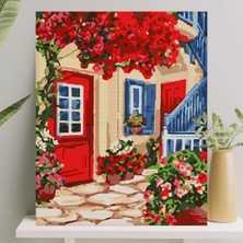 Mey İthalat Palmiye Hobi Sanat Sayılarla Boyama Tuval Seti Fırça Boya Dahil (Çıtalı) 40X50 cm - Kırmızı Kapı