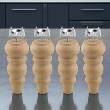 Mey İthalat 4 Adet Ahşap 17 cm Bağlantı Aparat Mobilya Koltuk Kanepe Berjer Ayağı Yükseltici Ayakları M8 Civata