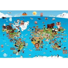 Mey İthalat Anatolian Puzzle - Karikatür Dünya Haritası / 260 Parça Puzzle, #3338