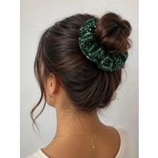 Bymiel Payetli Büyük Boy Saç Lastiği (Scrunchie) – Parlak Topuz ve At Kuyruğu Tokası
