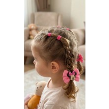 Bymiel Kız Çocuk Fiyonklu Minnie Mouse Figürlü Saç Tokası Seti - Lastikli Saç Tokası 6'lı