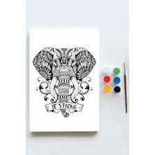 Mey İthalat Postermanya (PSTER21631) Fil Mandala Tuval Kanvas Tablo Boyama Hobi Seti (70X100CM) (Büyük+ Boy)