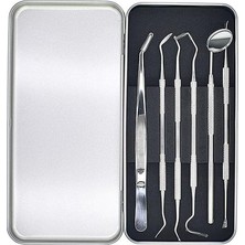 Mey İthalat Valkyrie 6 Adet Metal Kutulu Paslanmaz Çelik Diş Tartar Dil Temizleme Dental Ağız Bakım Seti
